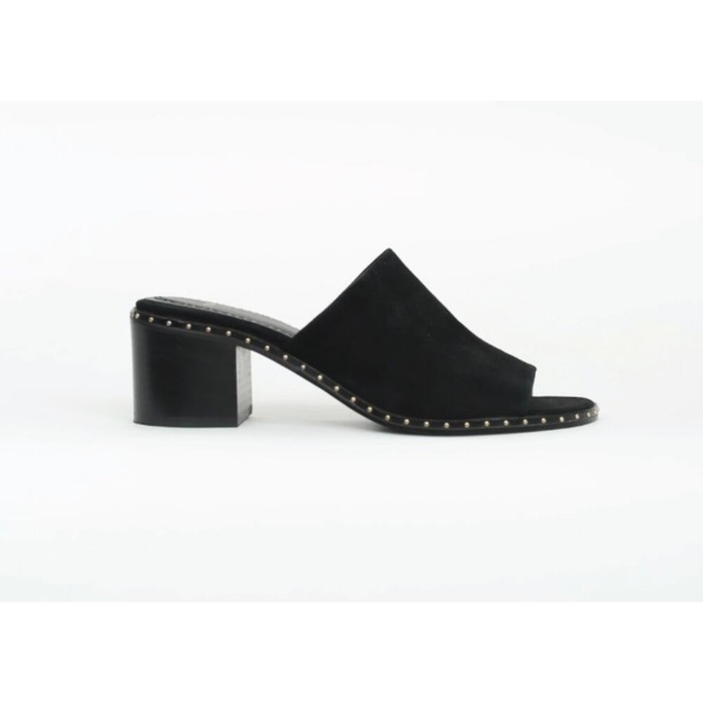 NEW In Box Maje Wave Suede Black Block Heel Mules Womens 38 / 7.5 - Picture 1 of 7
